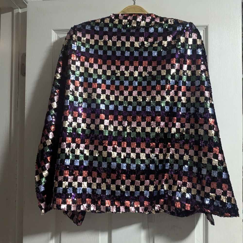 Buru Chic Multicolor Sequin Cape Jacket - image 5